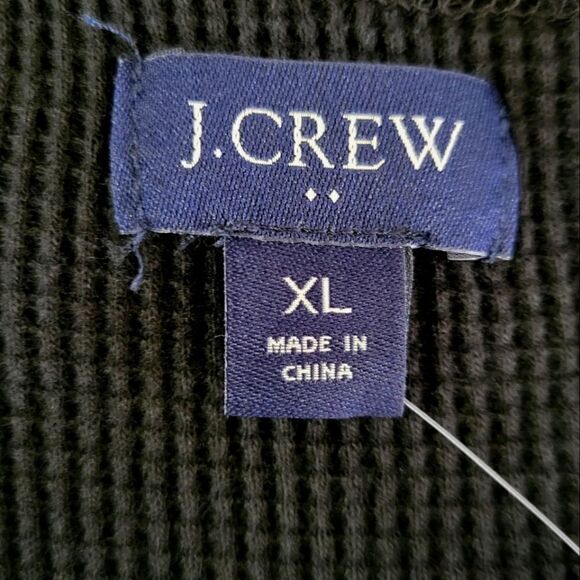 J.Crew Men's Black Long Sleeve Crewneck Waffle-knit Henley Shirt - Picture 3 of 11